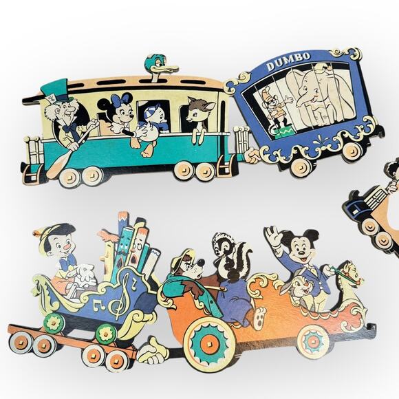 Vintage 1960's Walt Disney Wall Decor Train Mickey 4 PCs - Picture 1 of 12